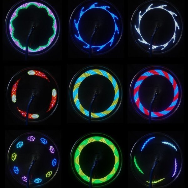7LED 30 Patterns Wheel Spoke Wire Tyre Flash Light for Motor Bicycle