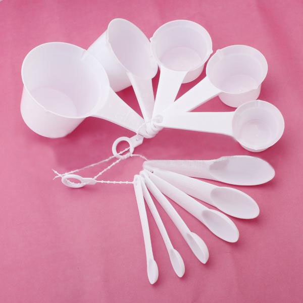 11PCS White Plastic Measuring Spoons/Cup