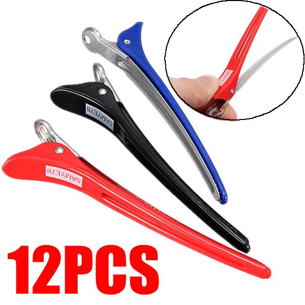12PCS Aluminum Salon Section Hair Grip Clips