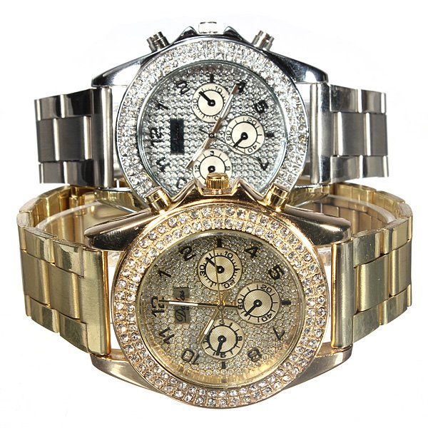 Stainless Steel Band Rhinestone Luxury Women Wrist Watch