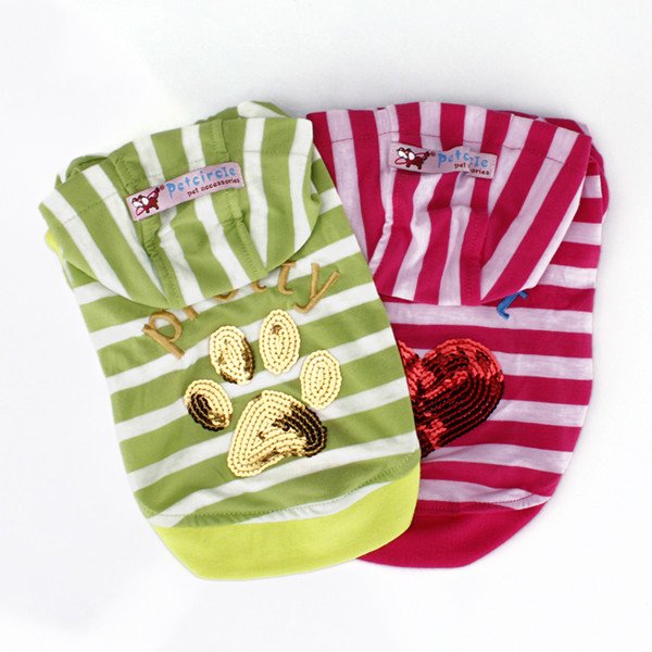 Pet Dog Puppy Hoodie Heart Footprint Sequin Coat