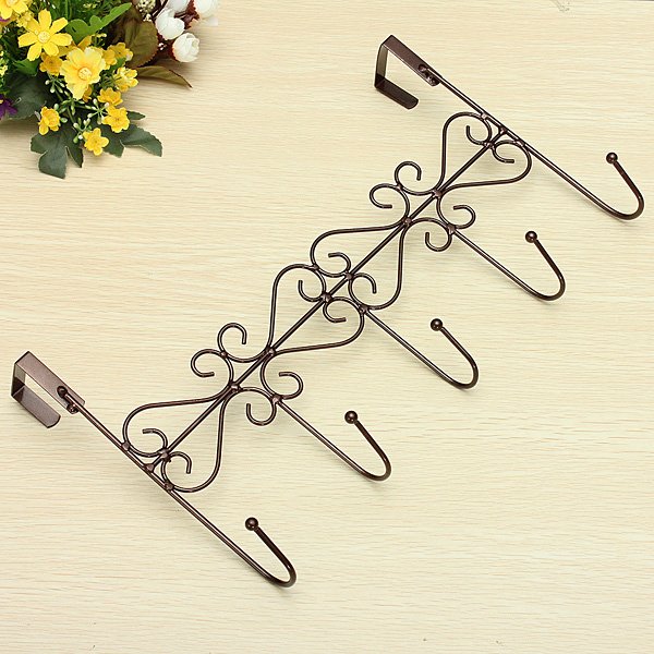 Euro Style Iron Art Back Door Hanger Hook With 5 Hook 3 Colors