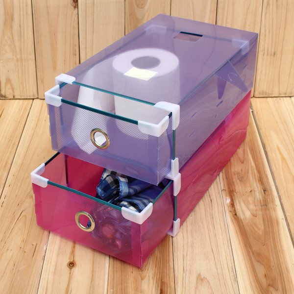 Transparent Shoes Storage Drawer Container Organizer Foldable Case Box
