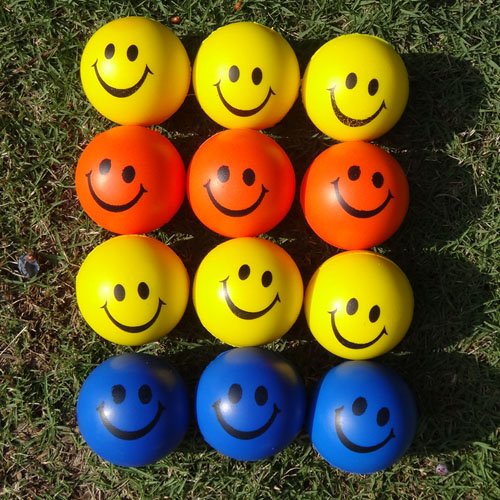12PCS Hand Stress Relief Squeeze Foam Ball Smile Face Balls Toys