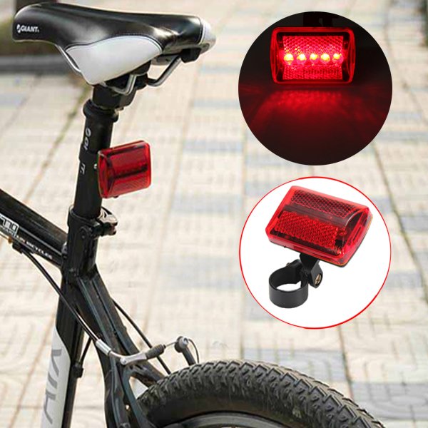 5 LED Bike Tail Light Bicycle Red Flash Light Rear Lamp 7 Mode