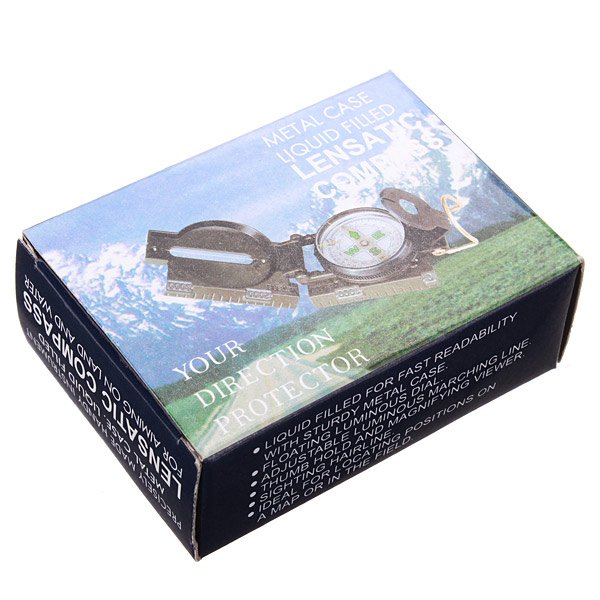 3 In 1 LED Military Marching Outdoor Camping 360 Lensatic Compass