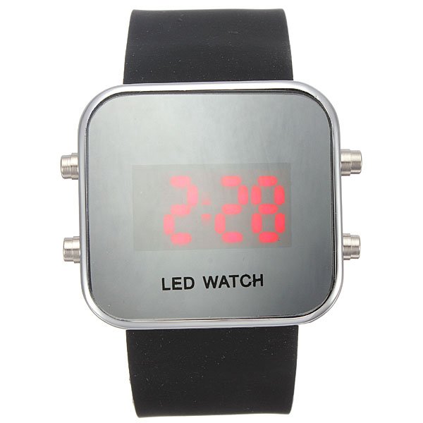Mirror LED Digital Date Jelly Silicone Rubber Sport Wrist Watch