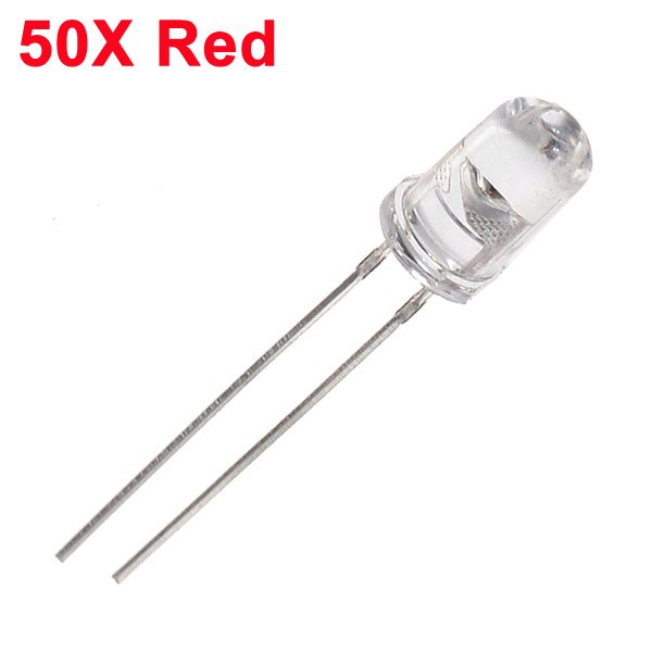 50pcs 5mm 3000-6000mcd LED Bright Decoration Torch Toy Light Red