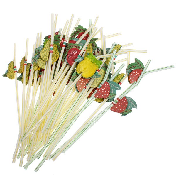 50PCS 3D Fruit Cocktail Drinking Straws Artistic Suction Tubes