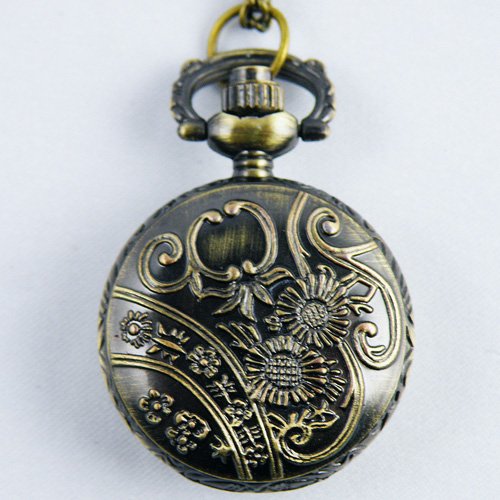 Antique Hollow Quartz Pocket Watch Necklace Chain Gift