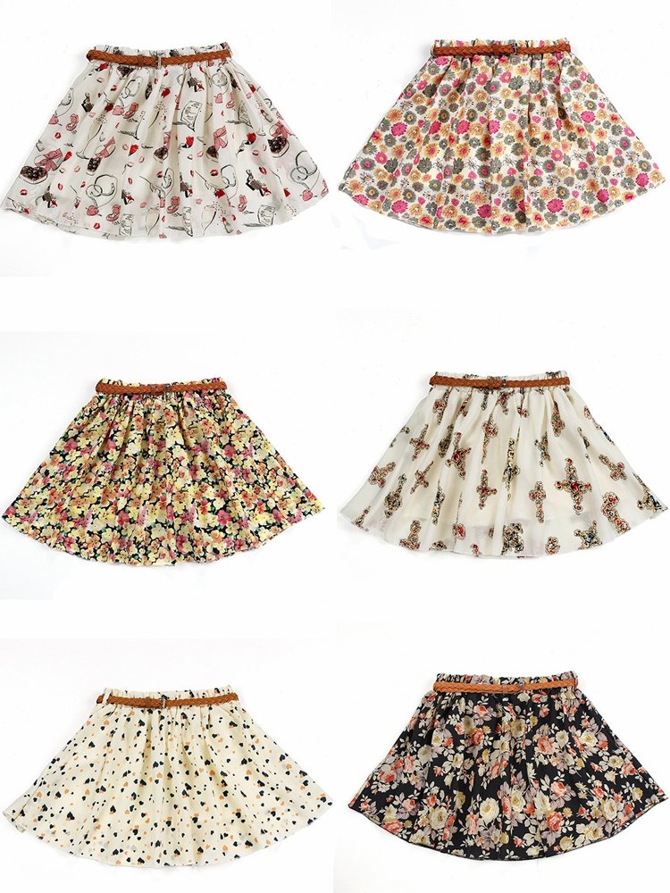 Floral Pattern Ruffle Skirt