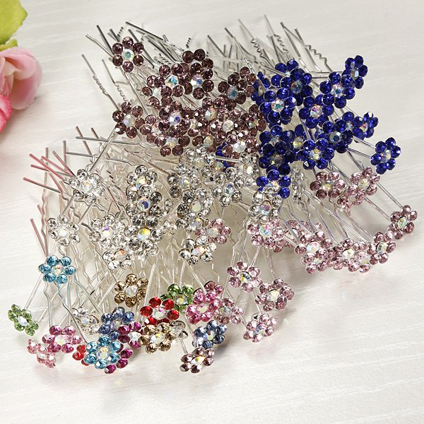 20PCS Flowers Crystal Alloy Hair Pins Wedding Hair Accessories
