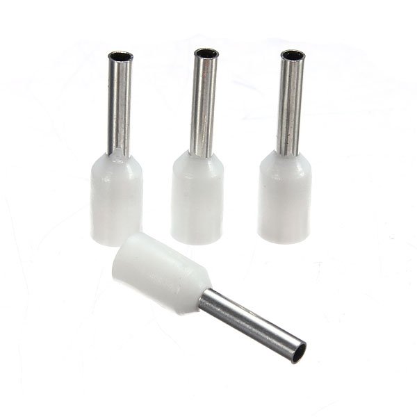 100Pcs AWG 20 White Wire Copper Crimp Insulated Cord Pin End Terminal