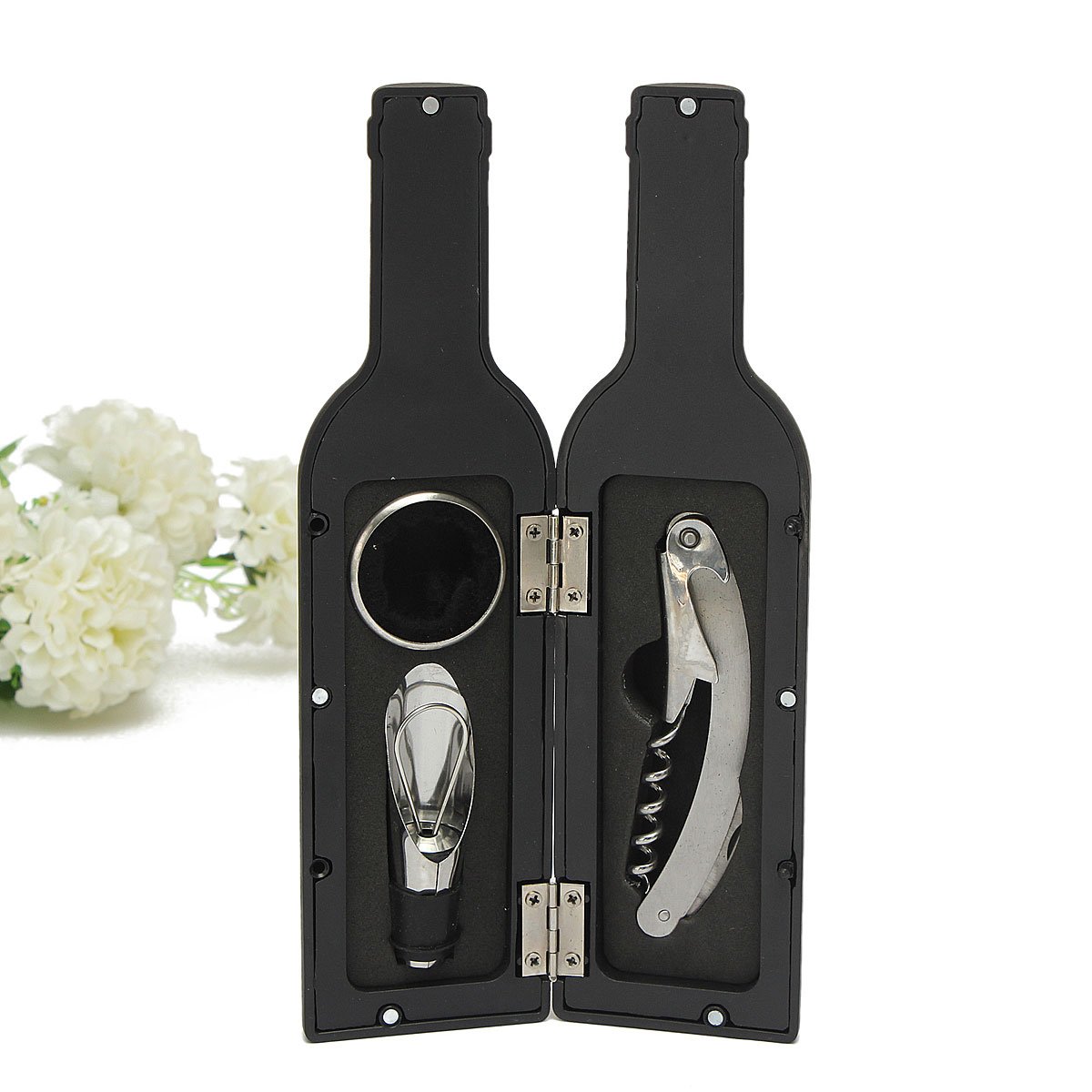 3pcs Wine Bottle Opener Corkscrew Pourer Decapping Tool Set