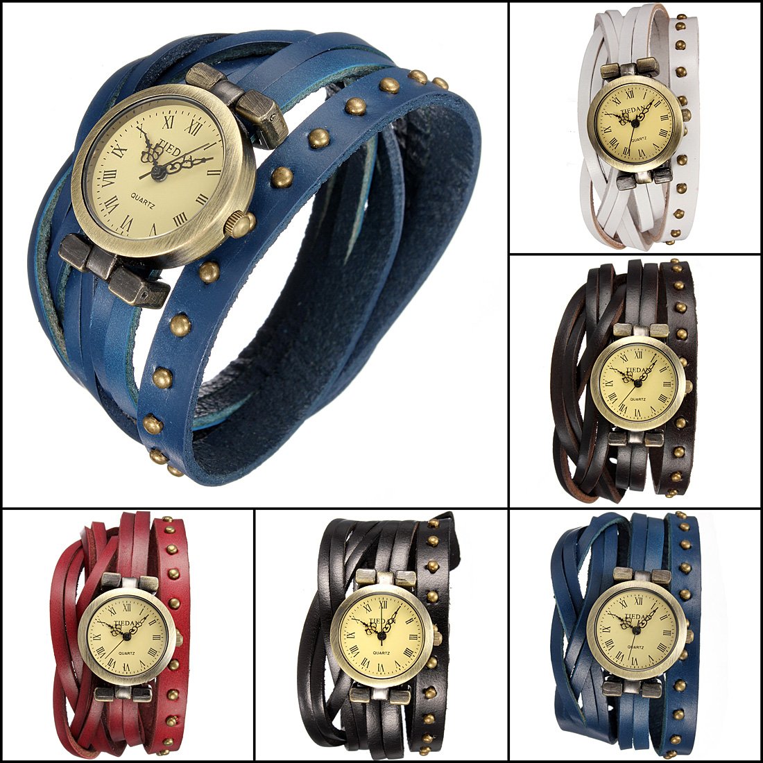 Rivet Leather Bracelet Watch