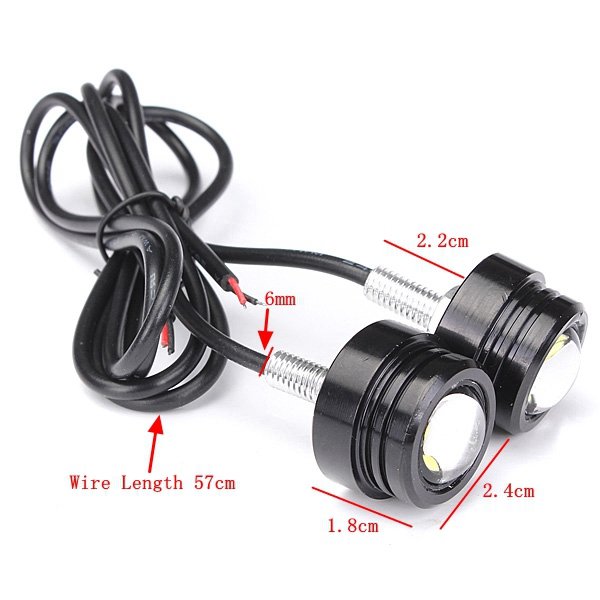 2pcs 12V 3W Motorcycle LED Day Light Daytime Running Fog Lamp