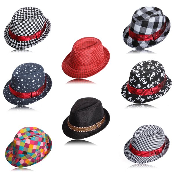 Flat Top Fedora Boys Canvas Cap Kids Blues Jazz Dance Hat