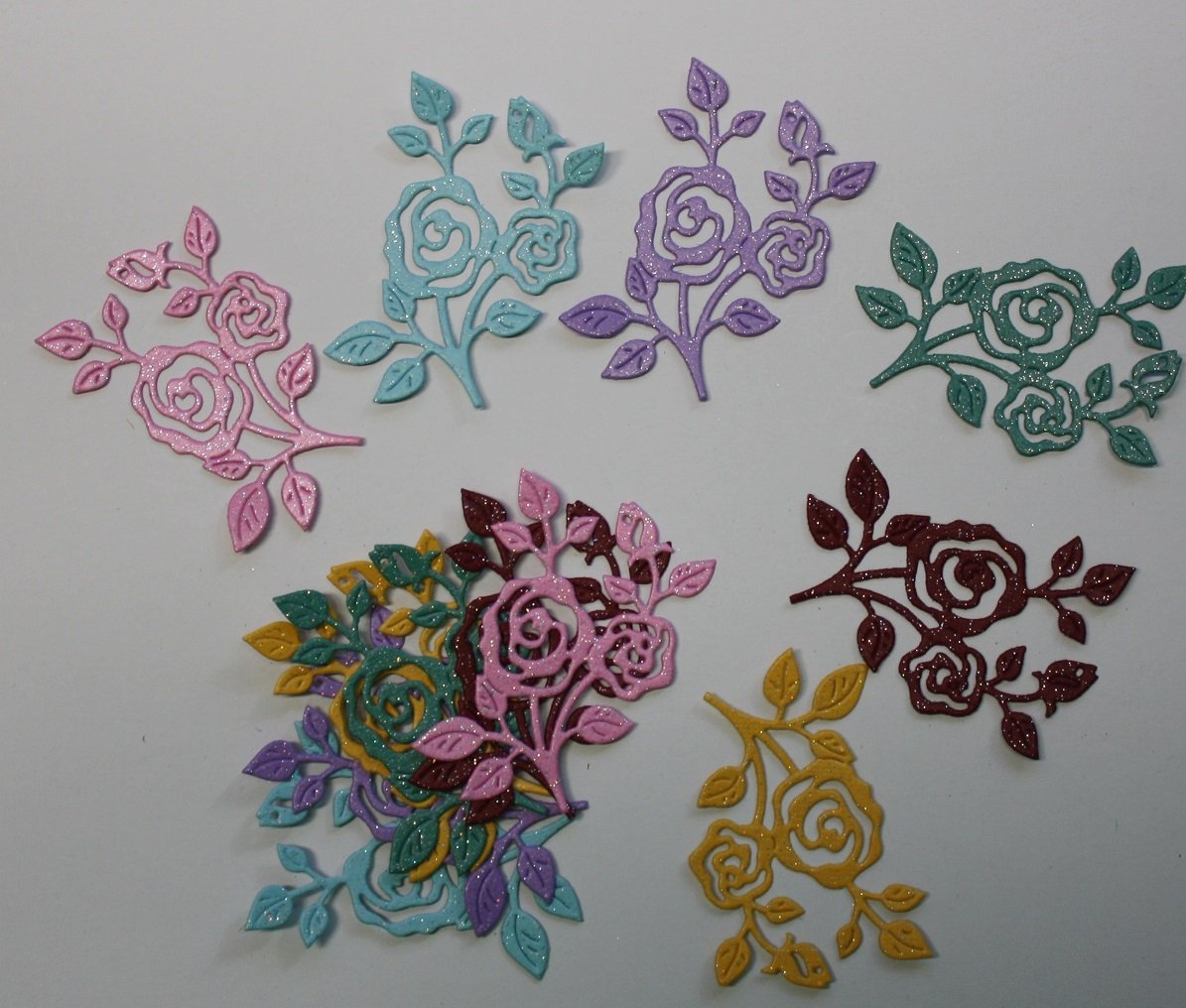 12 Glitter Flowering Vines/Die Cuts/Scrapbooking/flowers/Paper Cuts/Embellishments/Cottage Cutz
