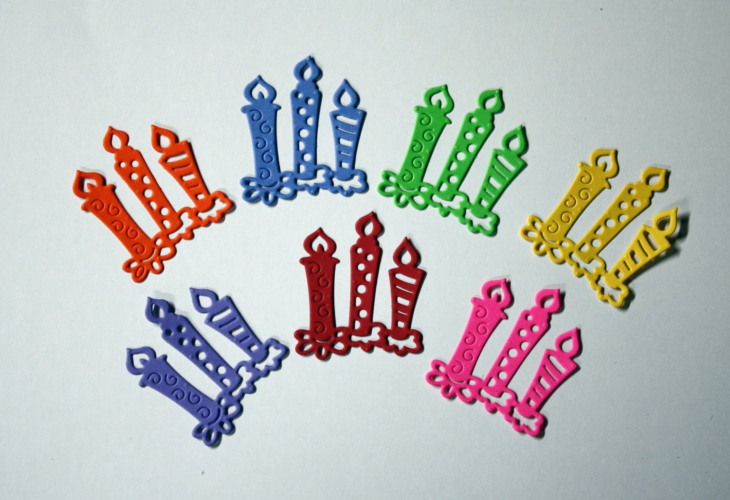 7 Cute Birthday Candles/die cuts/embellishments/scrapbooking/paper cuts/card making/Cottage Cutz