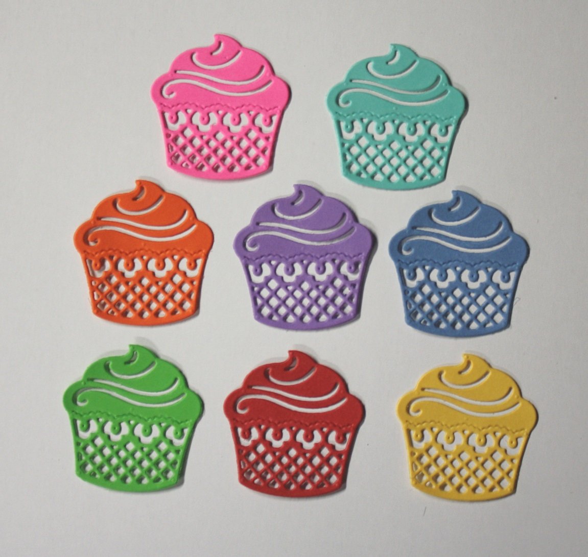 8 Cute Cupcakes/Birthday/die cuts/embellishments/paper cuts/scrapbooking/card making/Cottage Cutz