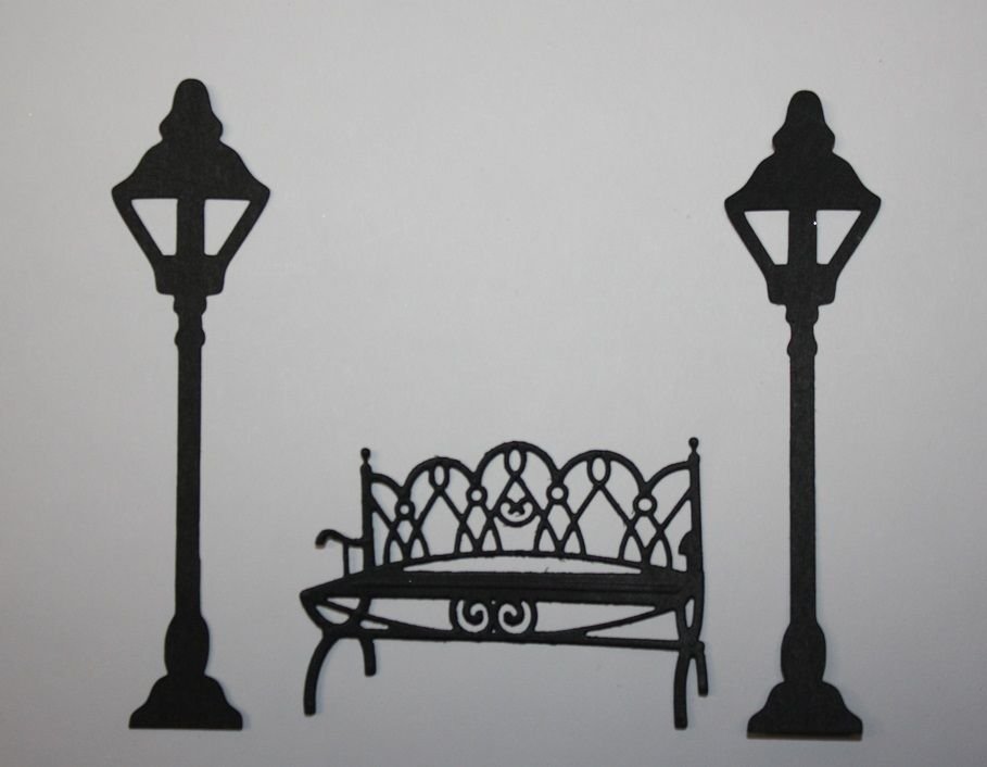 Garden Bench And Lamppost/Die Cuts/Spellbinders/Embellishments/Garden/Bench/Lamppost/Scrapbooking