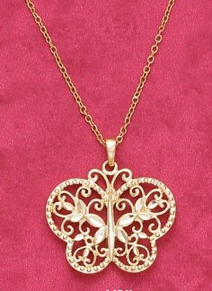 18k Vermeil Diamond Cut Butterfly Necklace