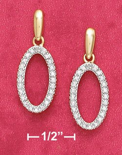 18K Vermeil Ovsl Illusion Earrings w/ Diamond Chips