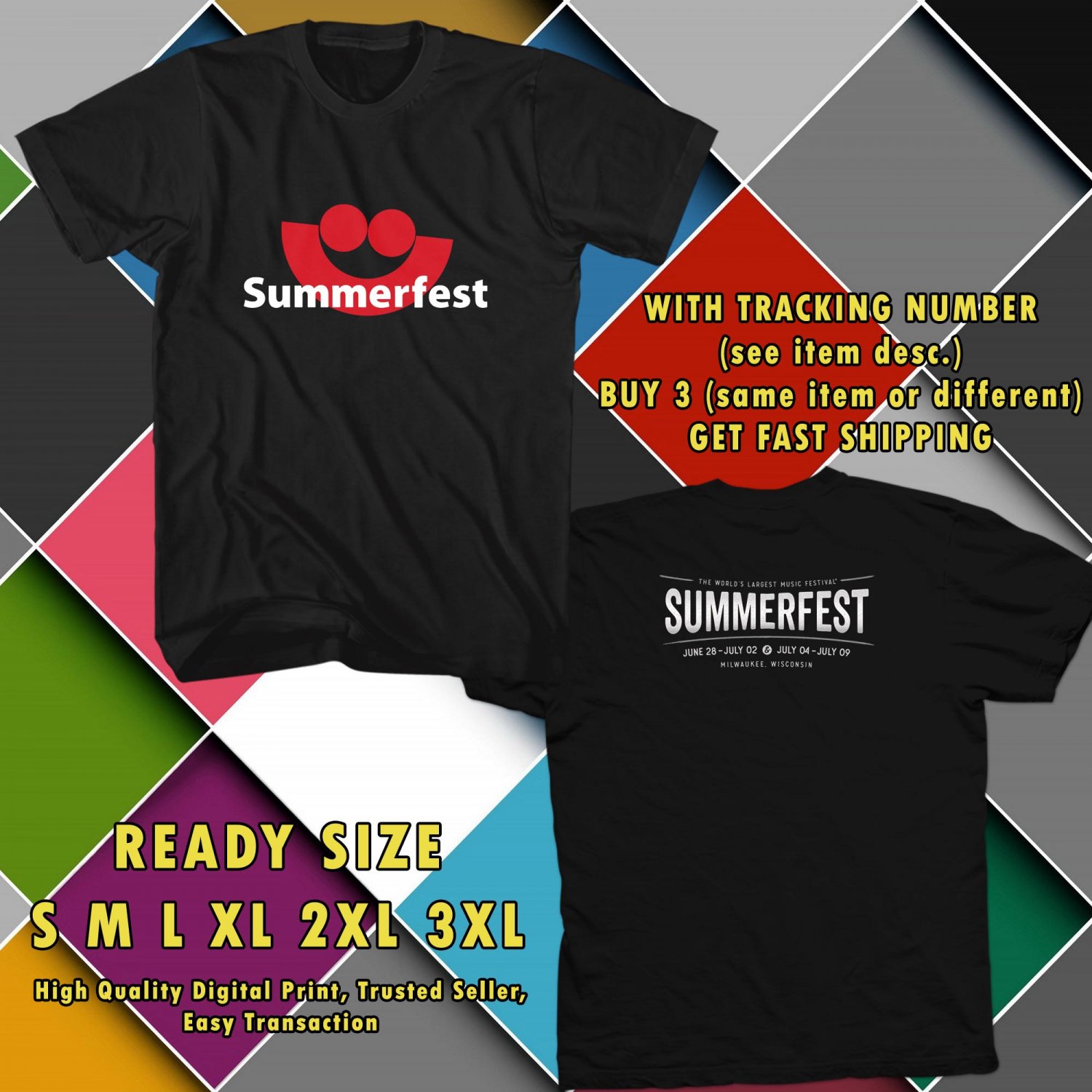 NEW summer festival 50th JUN 2017 black TEE W DATES DMTR