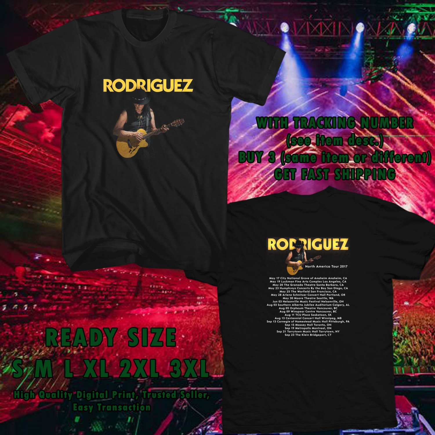 NEW SIXTO RODRIGUEZ N.AMERICA TOUR 2017 black TEE W DATES DMTR 223