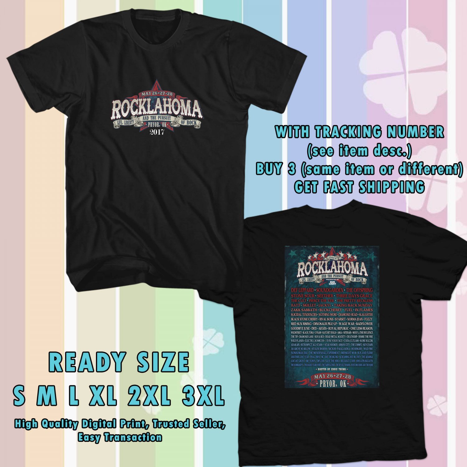 NEW ROCKLAHOMA FESTIVAL 2017 black TEE 2SIDE DMTR