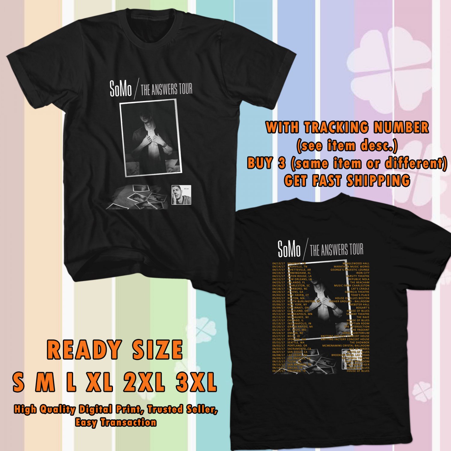 NEW SOMO THE ANSWER TOUR 2017 black TEE 2 SIDE DMTR 113