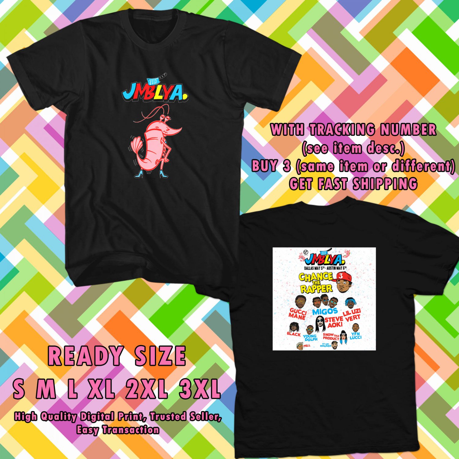NEW JMBLYA FESTIVAL MAY 2017 black TEE 2 SIDE DMTR