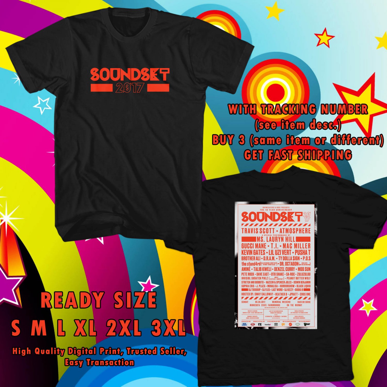 NEW SOUNDSET FESTIVAL MAY 2017 black TEE 2 SIDE DMTR