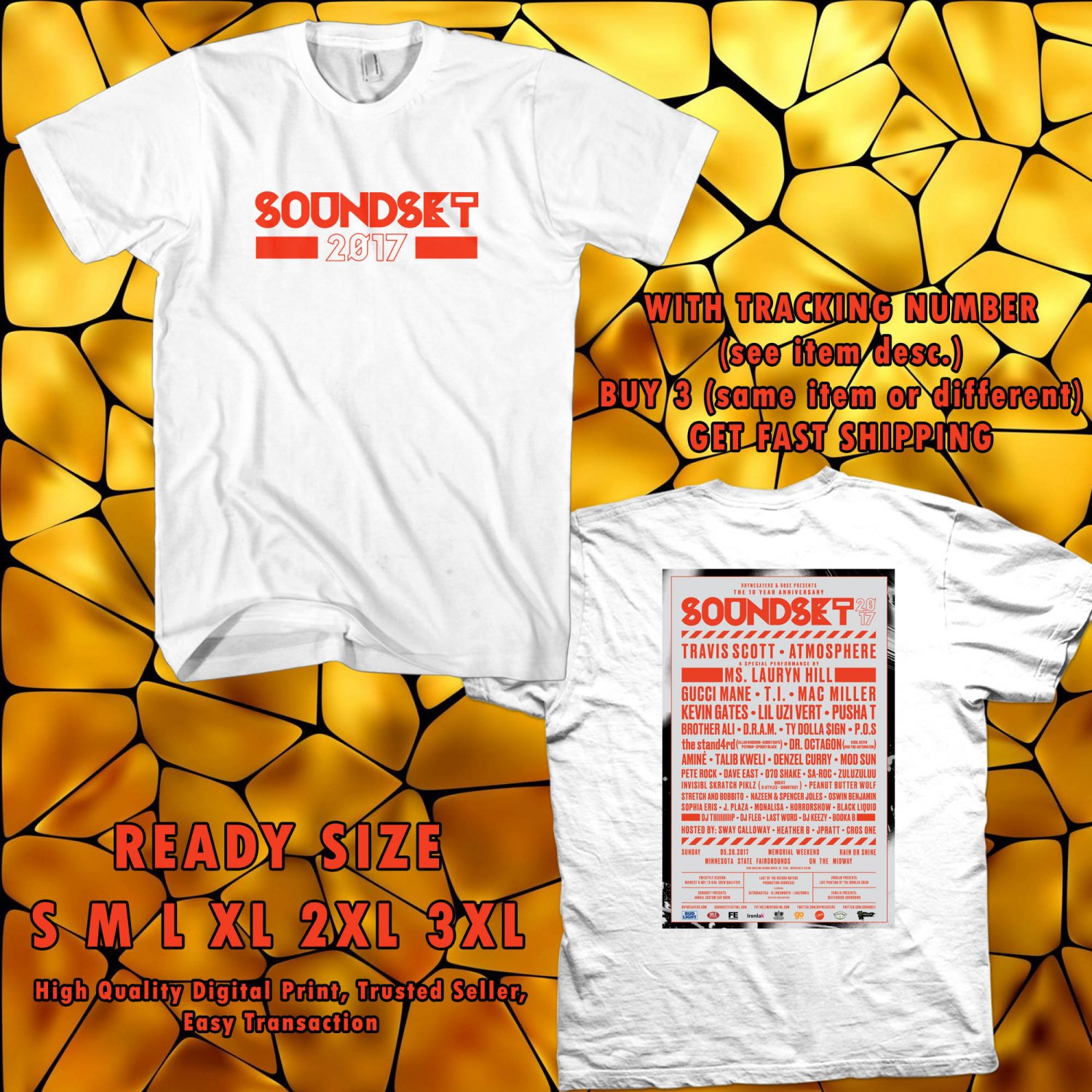 NEW SOUNDSET FESTIVAL MAY 2017 WHITE TEE 2 SIDE DMTR