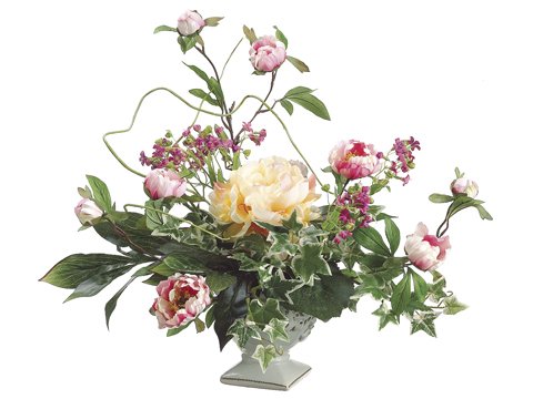 Elegant Apricot Pink Peony In Urn