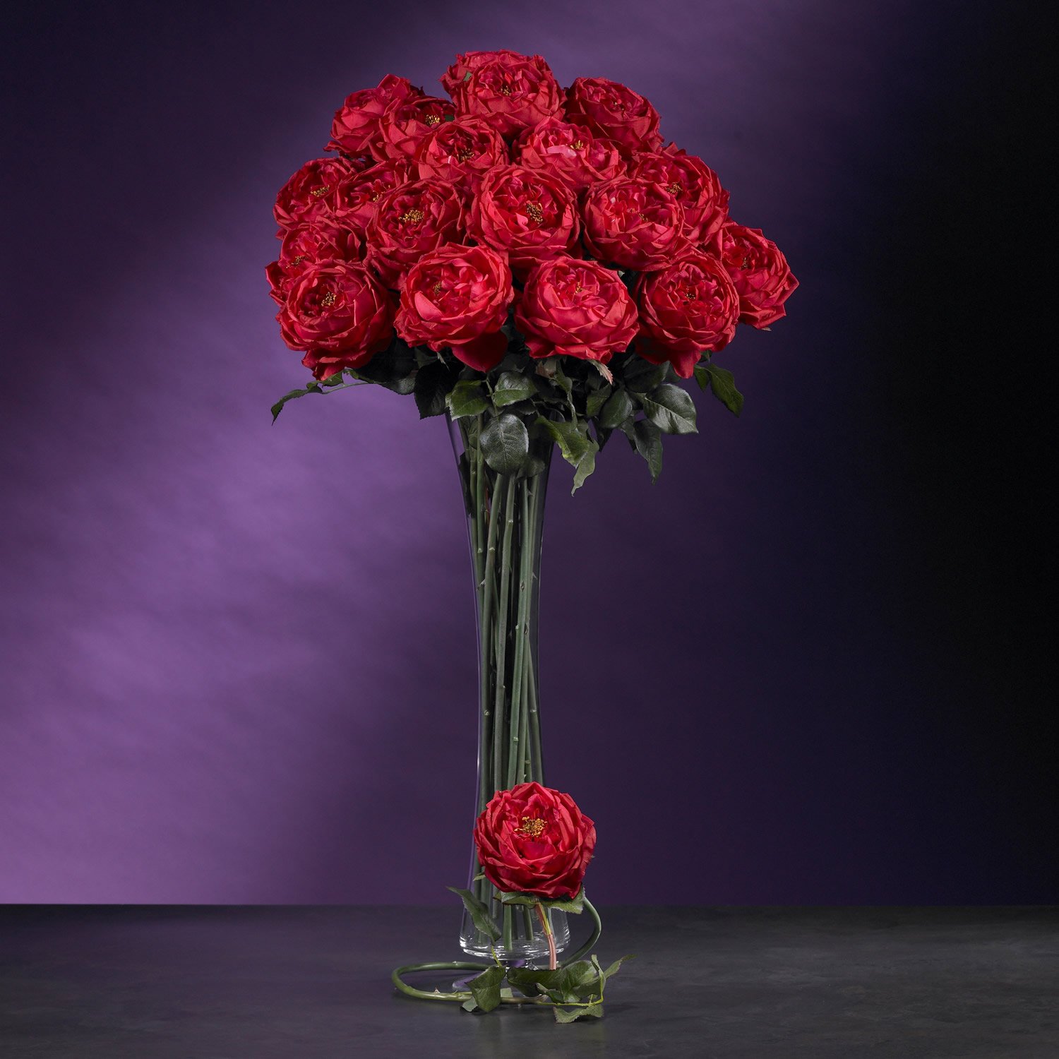 31" Large Rose Stem (Set of 12) - Red