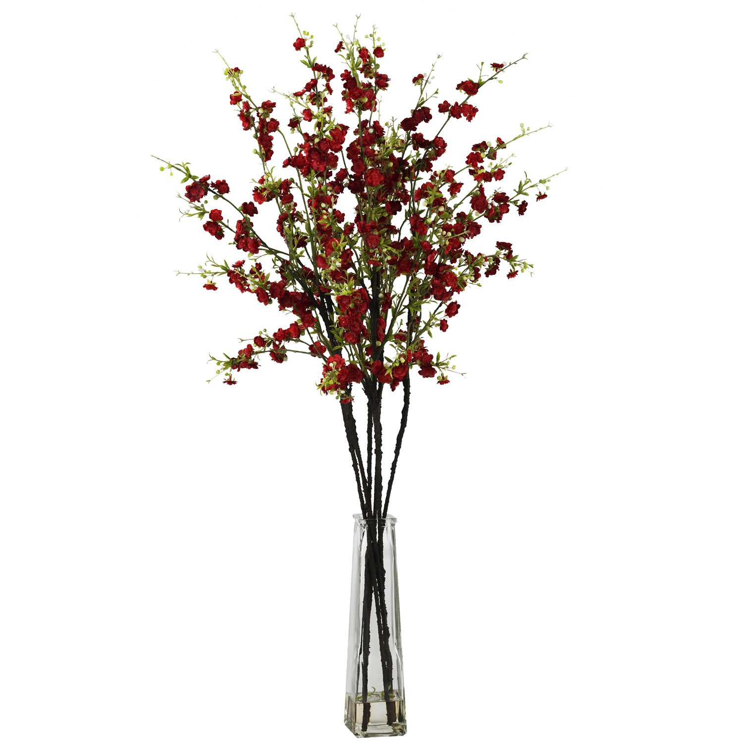 Cherry Blossoms w/Vase Silk Flower Arrangement - Red