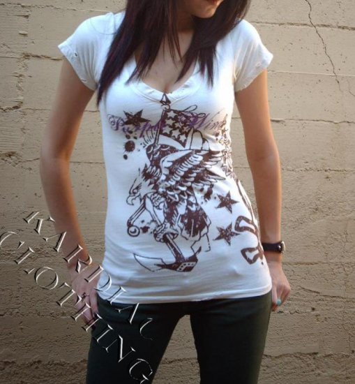 Purple Wing Eagle V neck T-shirt + Free Ed Hardy Poster
