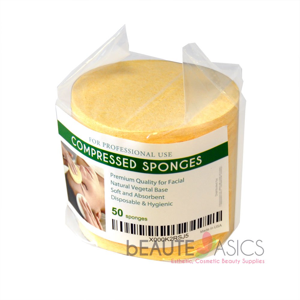 50 Pcs Appearus Compressed Facial Cleansing Sponges, Beige - S1902Yx1