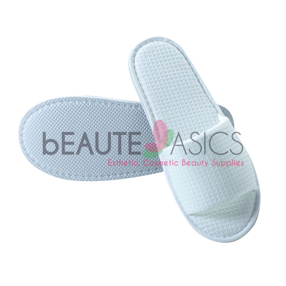 100 Pairs Waffle Slippers, White - AS159Wx100