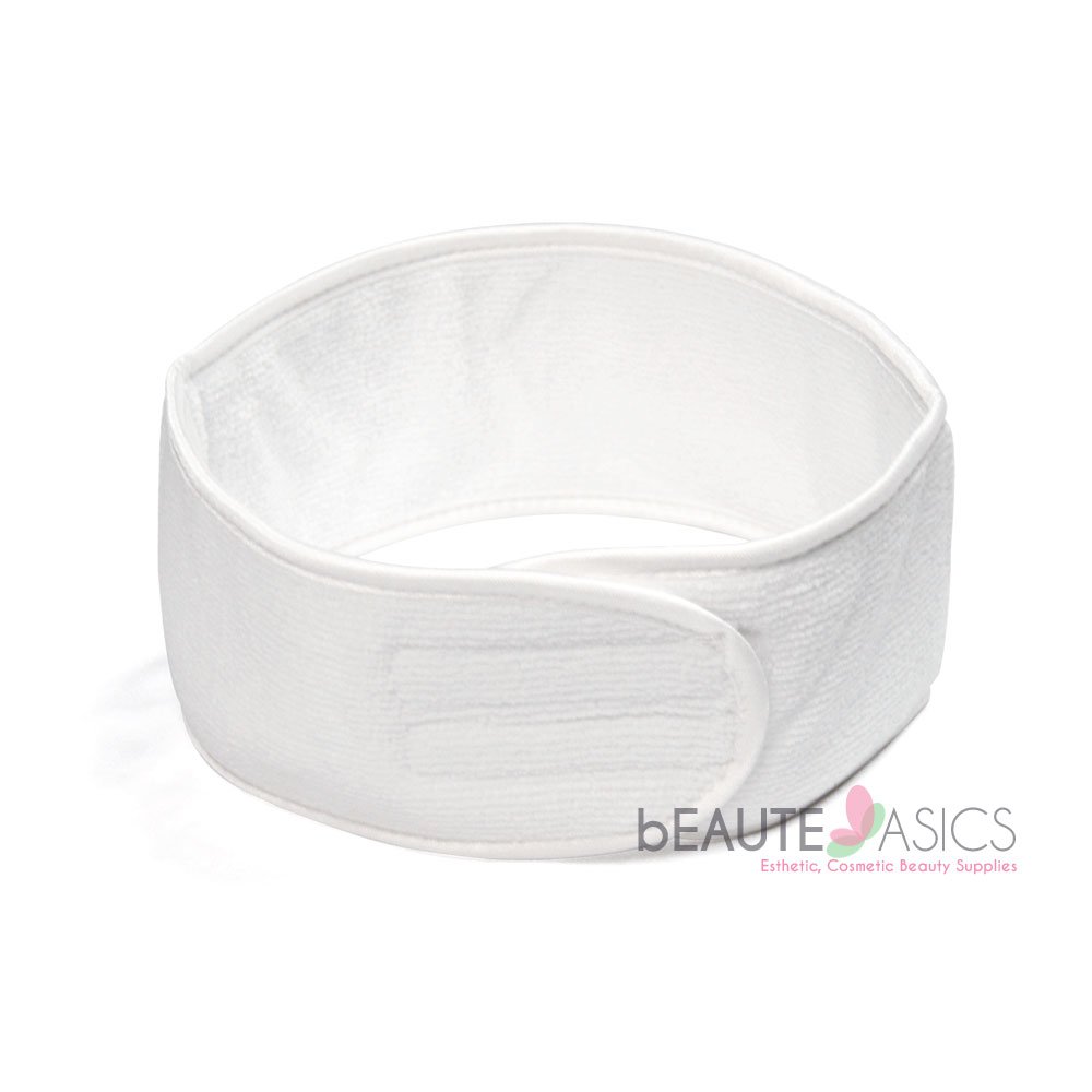 Microfiber Spa Headband Velcro, White - ah6001Wx1