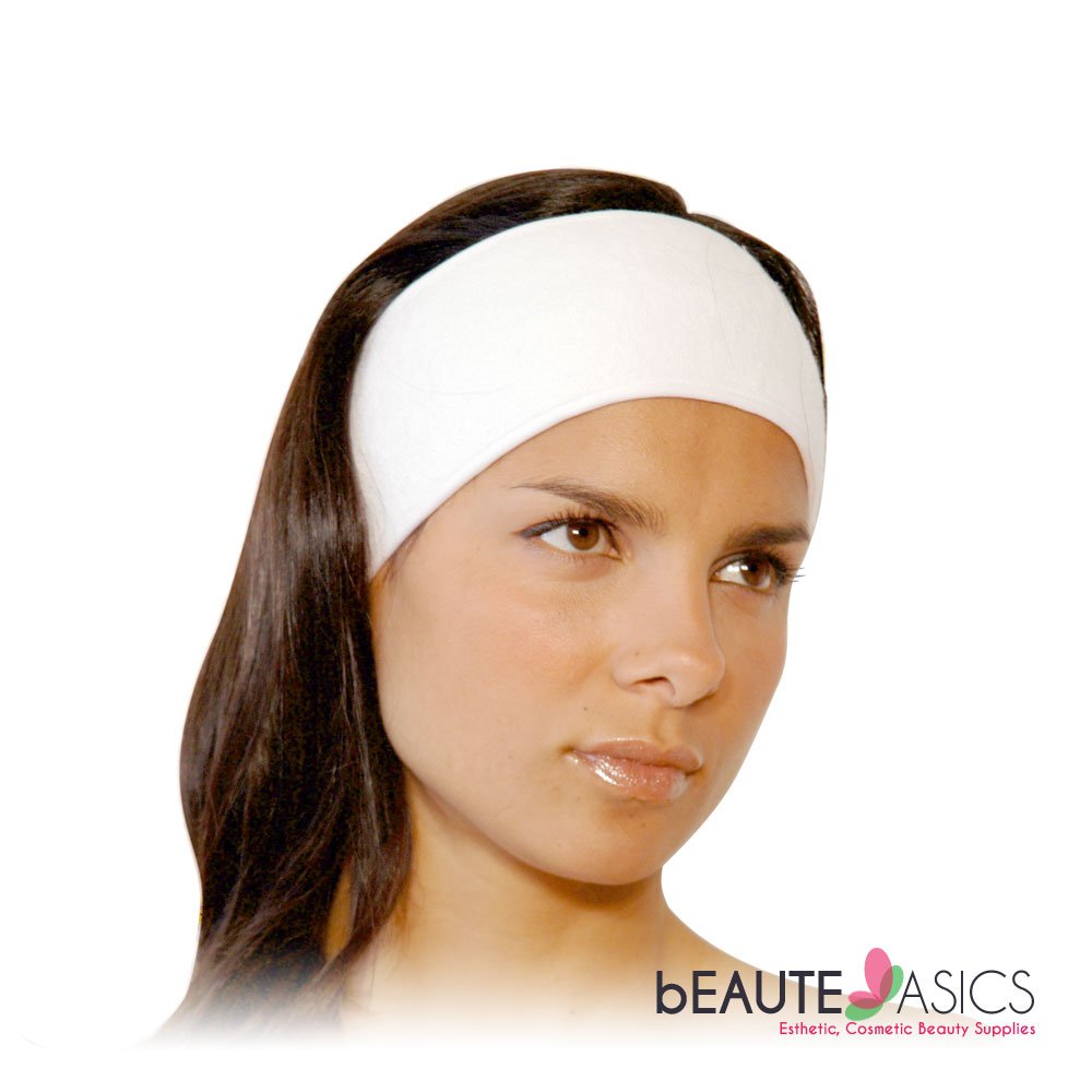 Stretchable Terry Velcro Facial Headband Spa Salon, 3" wide - ah1003x1