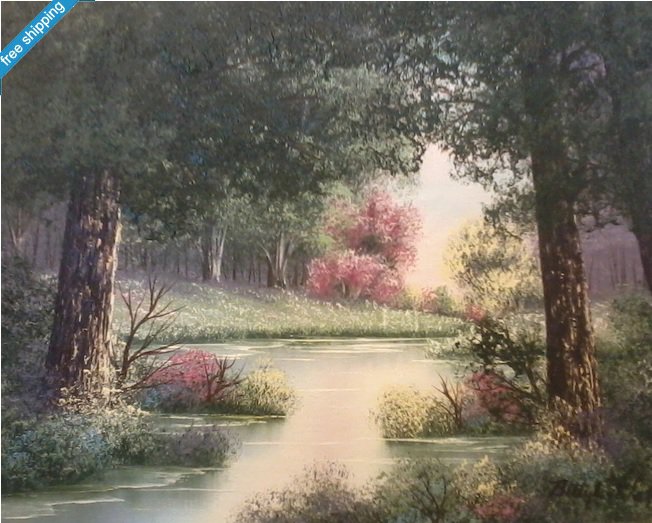 ORIGINAL OIL PAINTING - "FOREST LAKE" BY BETTY L. WALT"