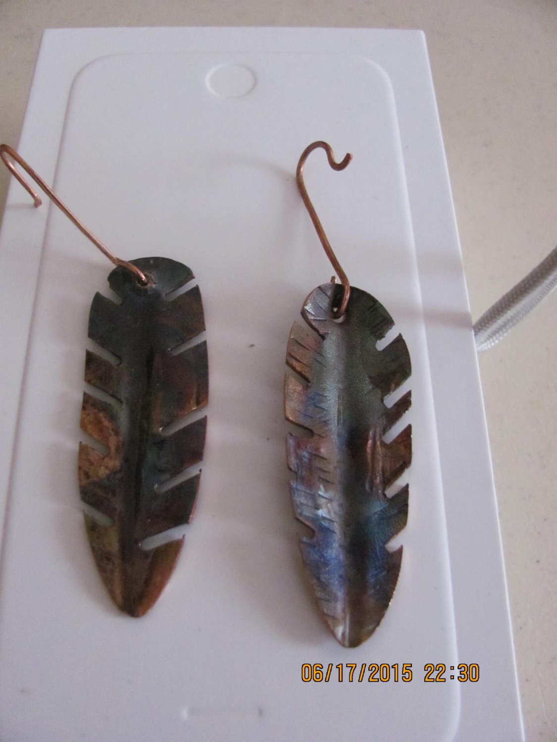 Flame Colored Copper Earrings