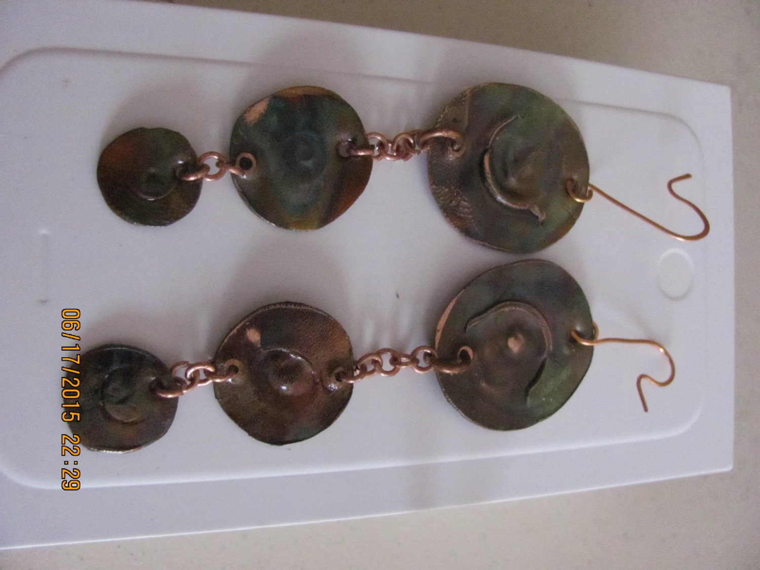 Hand Crafted Flame Colored Copper Earrings