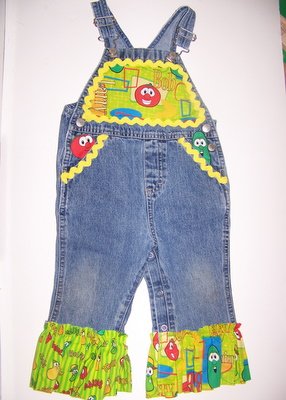 12 M Veggie Tales Custom made Overalls