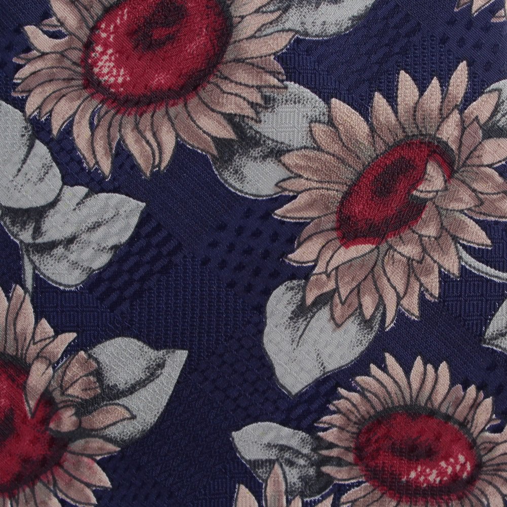 Sunflower Necktie Mens Tie Ketch Vintage New Old Stock Blue Tan Flower Short 55