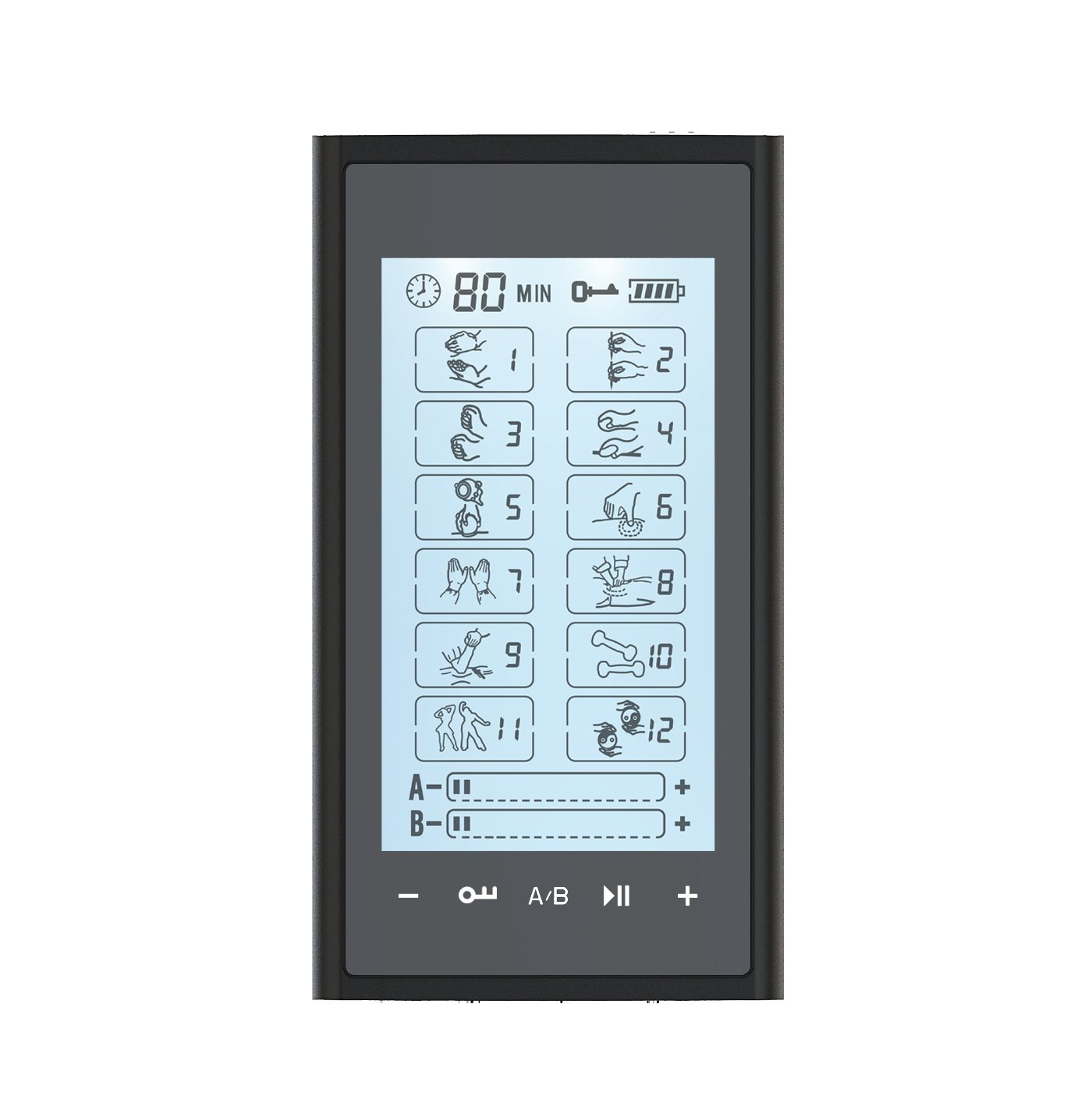 T12AB2 HealthmateForever TENS Unit Electrical Muscle Stimulator Black in Black