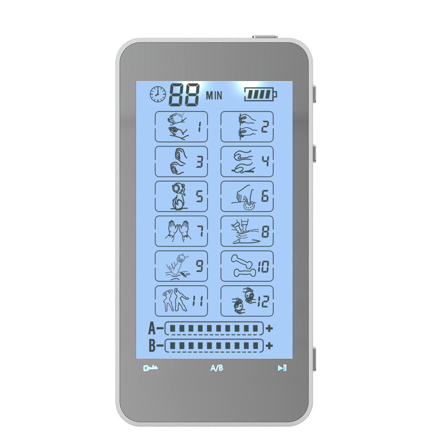 T12AB HealthmateForever TENS Unit Electrical Muscle Stimulator Silver