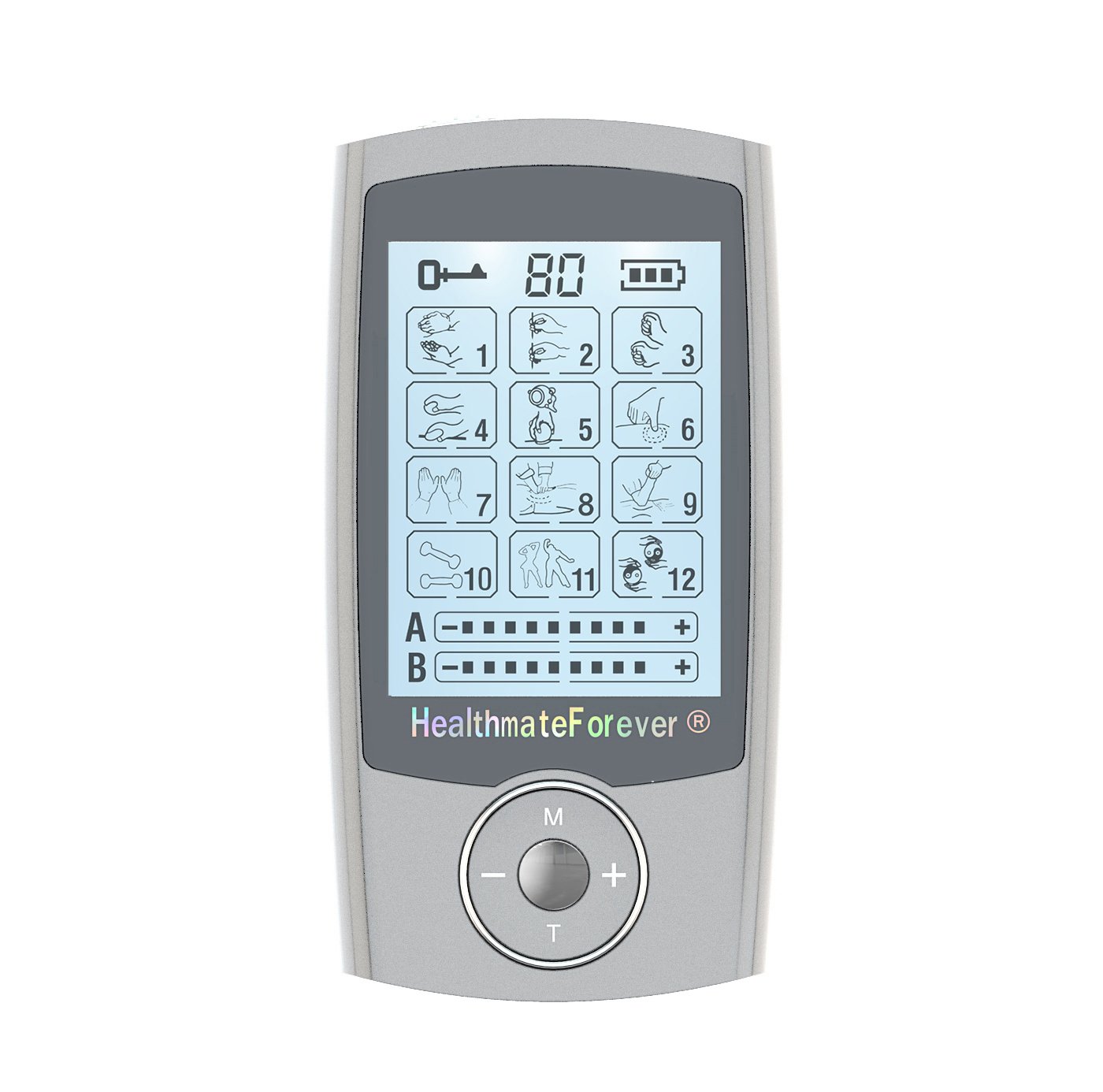 Pro12AB HealthmateForever TENS Unit Electrical Muscle Stimulator Silver